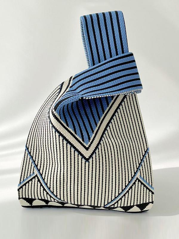 Split-Joint Striped Woven Bags Handbags Product Image