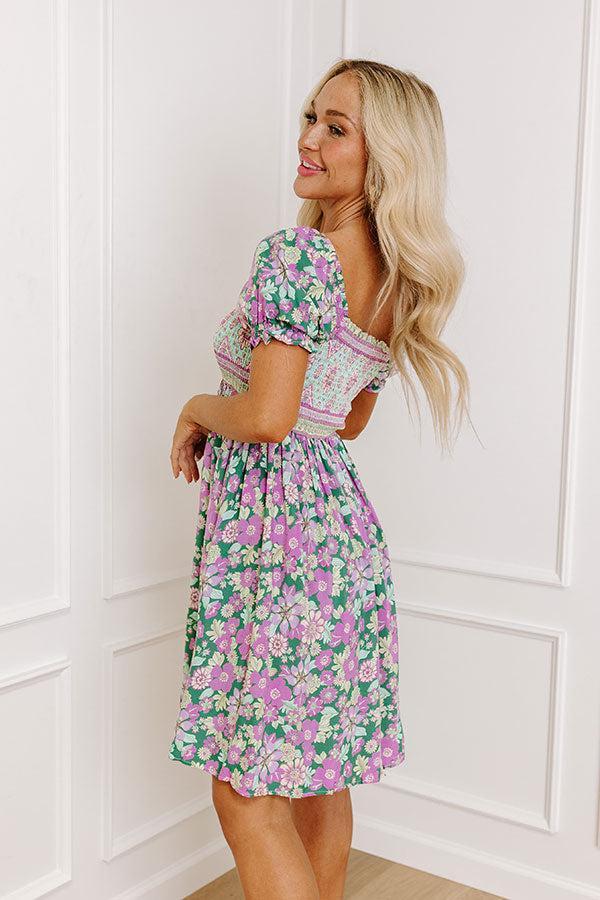 Fan Fav Smocked Floral Mini Dress in Lush Meadow Product Image