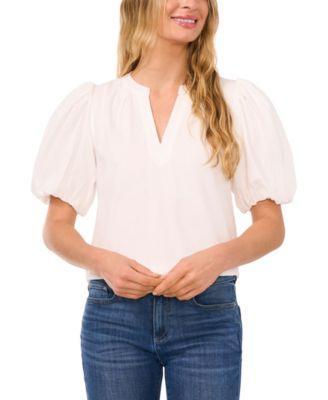 CeCe Womens Short-Puffed-Sleeve Blouse product image