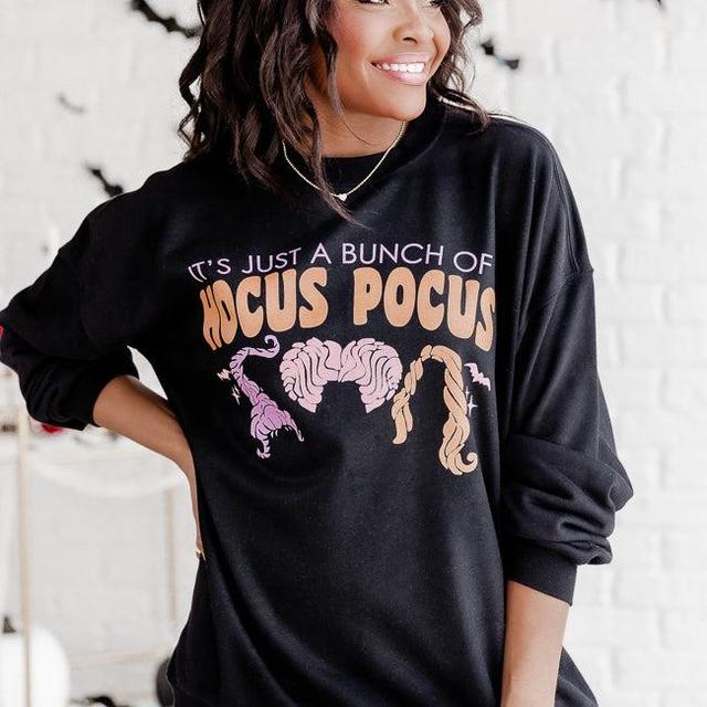 Hocus Pocus Trio Black Oversized Graphic Sweatshirt Product Image