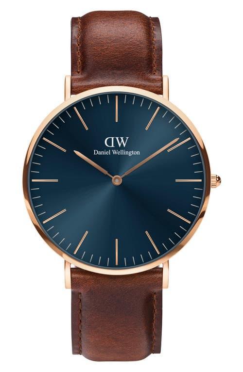 Daniel Wellington Classic St. Mawes Leather Strap Watch, 40mm Product Image