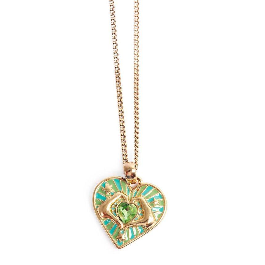 Heart Glaze Pendant Stainless Steel Necklace Product Image