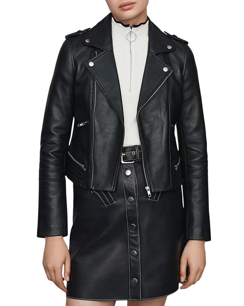 maje Leather Jacket in Black at Nordstrom, Size 4-6 Us Product Image