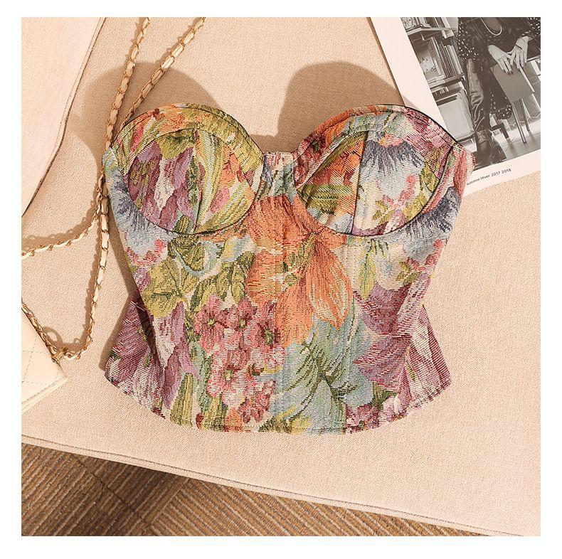 Floral Print Bustier Tube Top Product Image