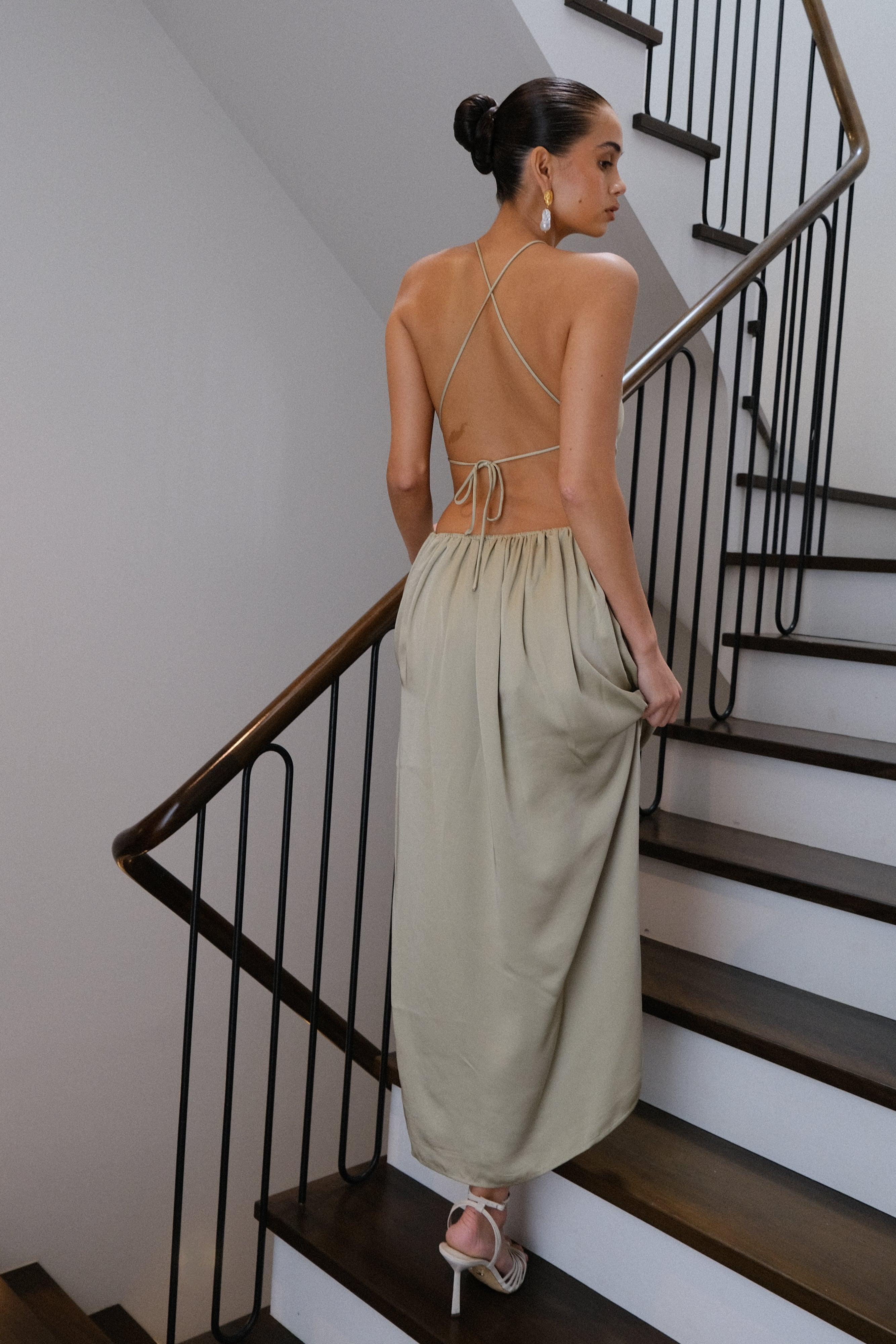 Rosalina Cut Out Maxi Dress - Sage Product Image