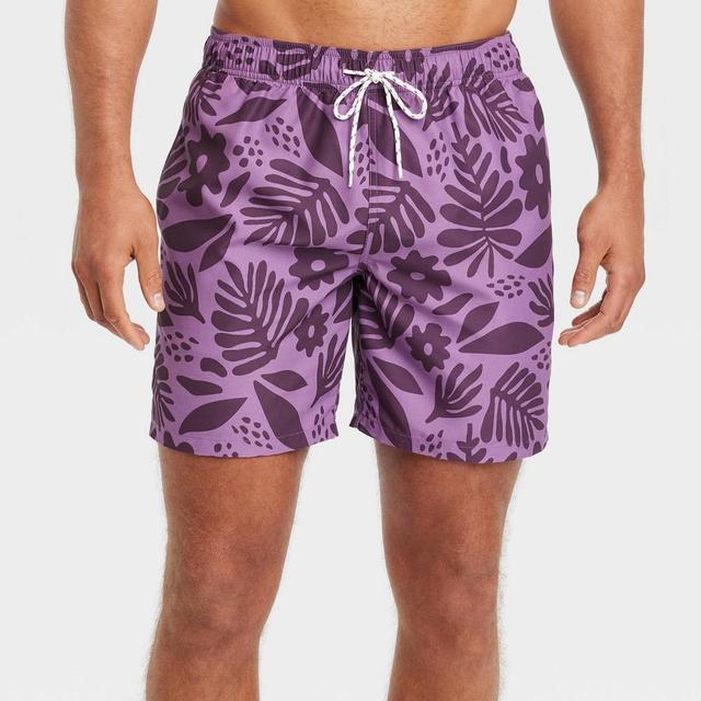 Mens 7 Floral Print Swim Shorts - Goodfellow & Co L Product Image