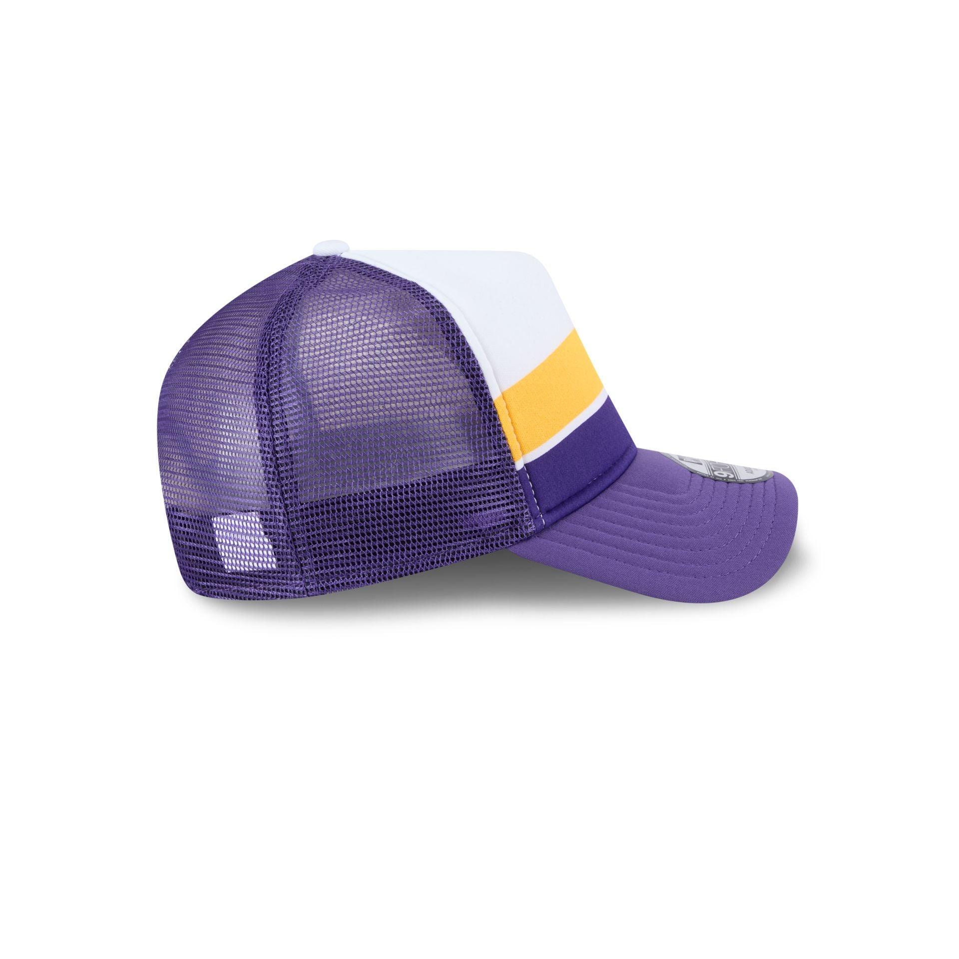 Los Angeles Lakers Color Block 9FORTY A-Frame Trucker Snapback Hat Male Product Image