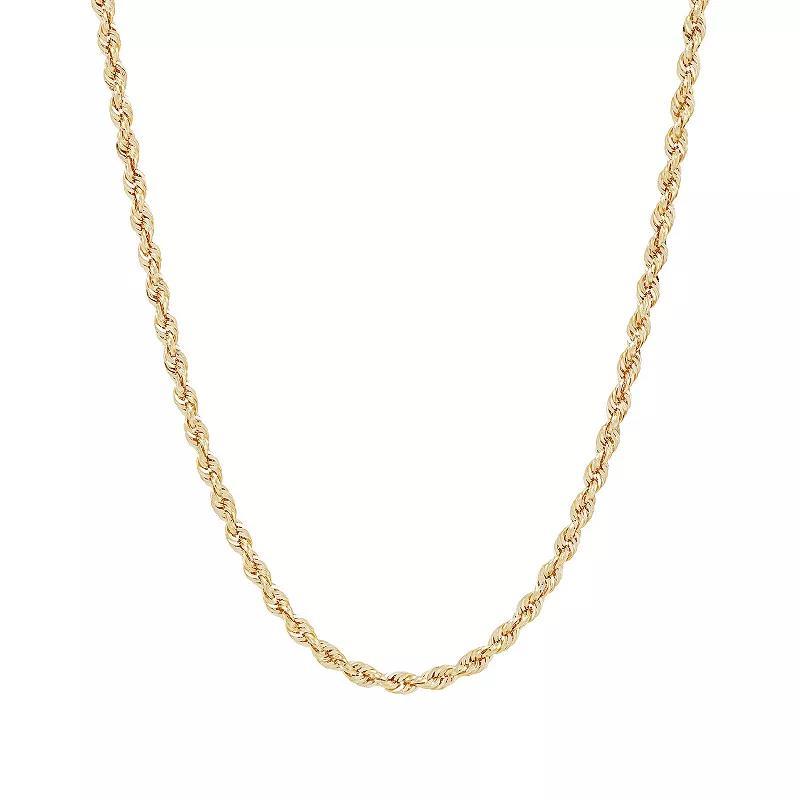 Everlasting Gold 10k Gold 2.5 mm Rope Chain Necklace, Womens Product Image