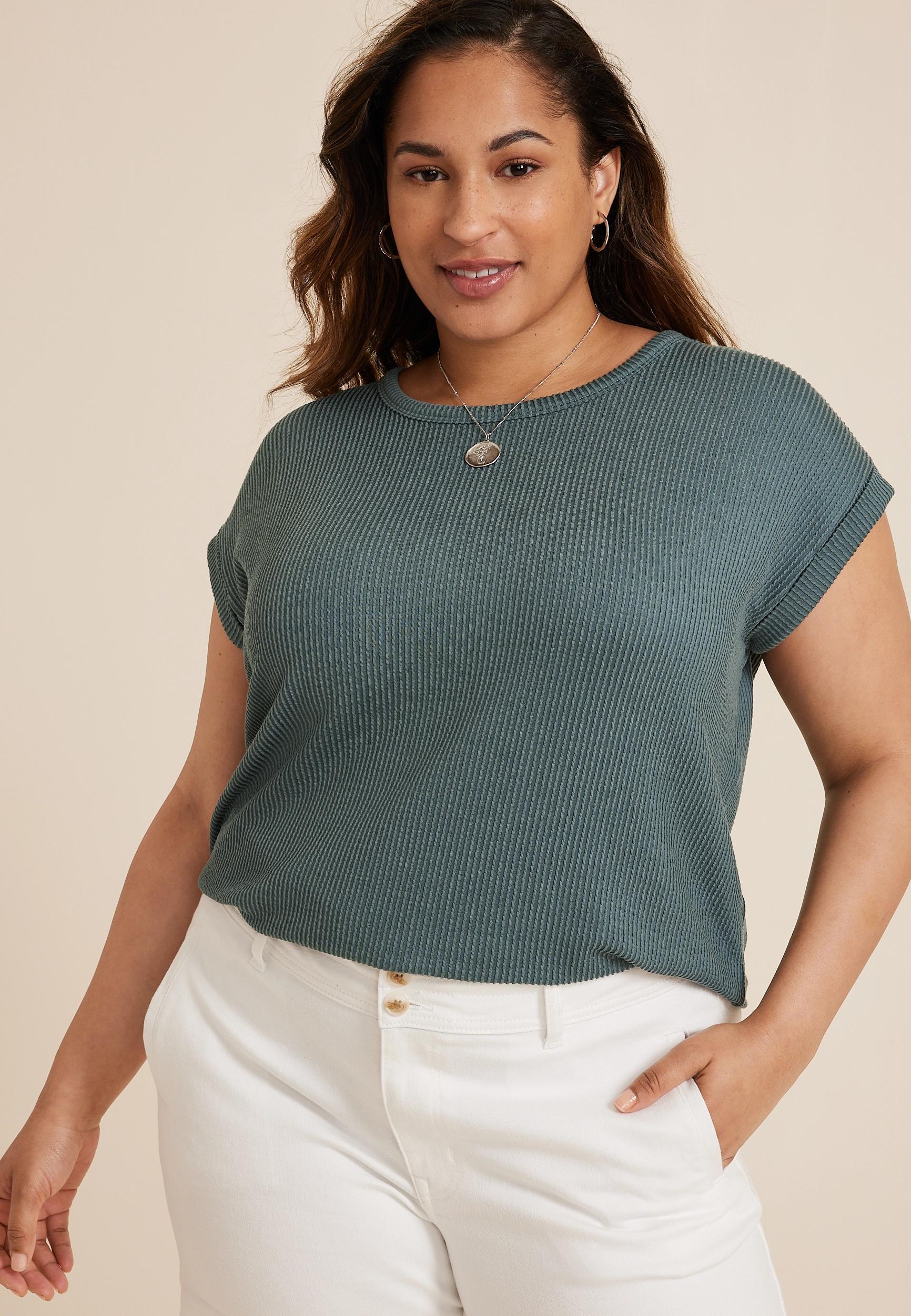 Maurices 4X Plus Size Womens 24/7 Clara Ribbed Tee Product Image