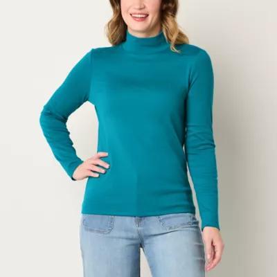 St. John's Bay Womens Long Sleeve Mock Neck Top Tall Product Image