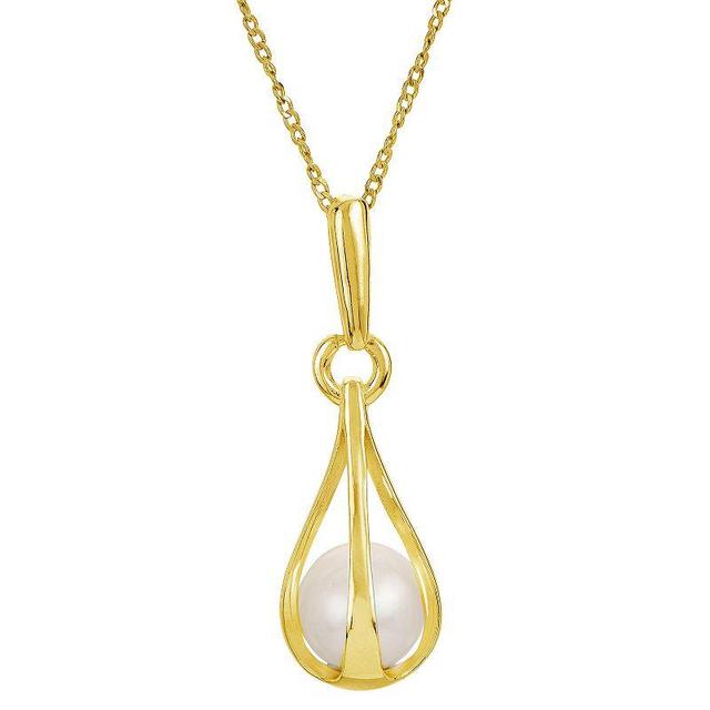 PearLustre by Imperial 14k Gold over Sterling Silver Freshwater Cultured Pearl Swing Drop Pendant Necklace, Womens Gold Tone Product Image