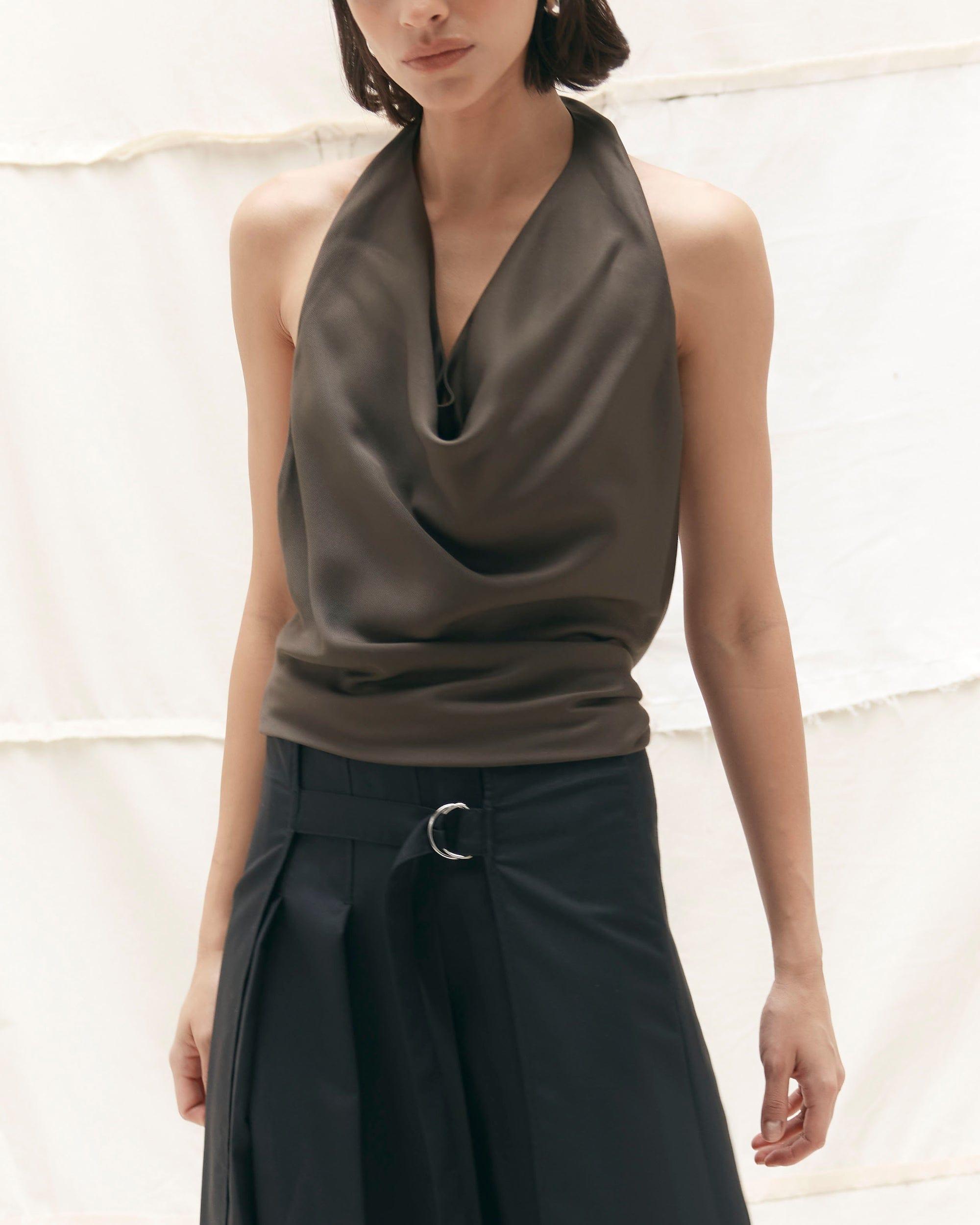 Chance Cowl-Neck Halter Blouse Product Image