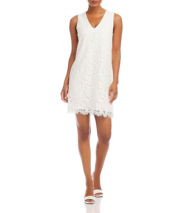 Karen Kane Sleeveless V-Neck Lace Shift Dress Product Image