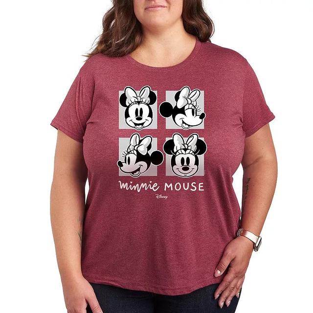 Disneys Minnie Mouse Plus Grid Graphic Tee, Womens Heather Grey Product Image