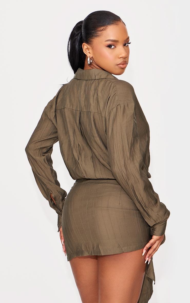 Khaki Tie Detail Shirt Dress Product Image