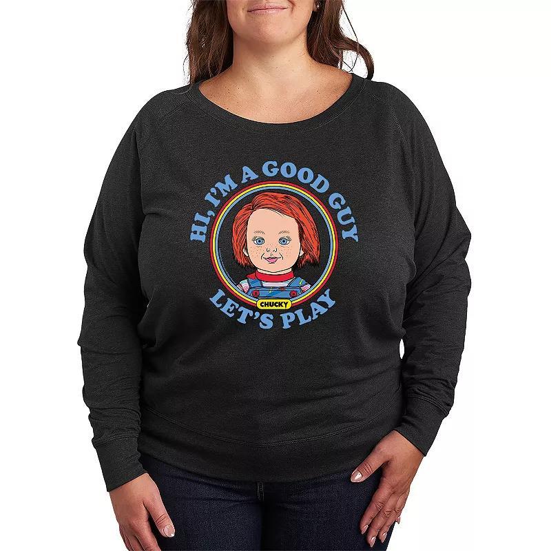 Plus Size Chucky Chucky Lets Play Lightweight French Terry Sweatshirt, Womens Heather Grey Product Image