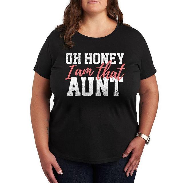 Plus Oh Honey I Am That Aunt Graphic Tee, Womens Dark Grey Product Image