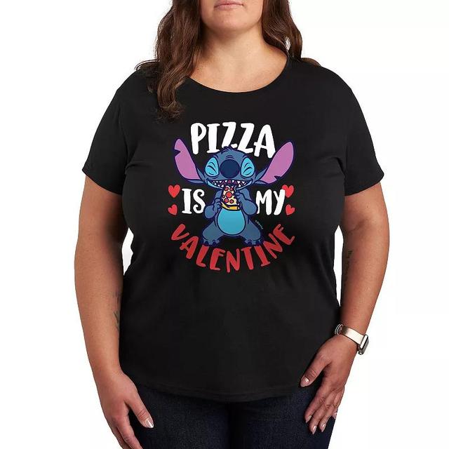 Disneys Lilo & Stitch Plus Pizza Valentine Graphic Tee, Womens Product Image