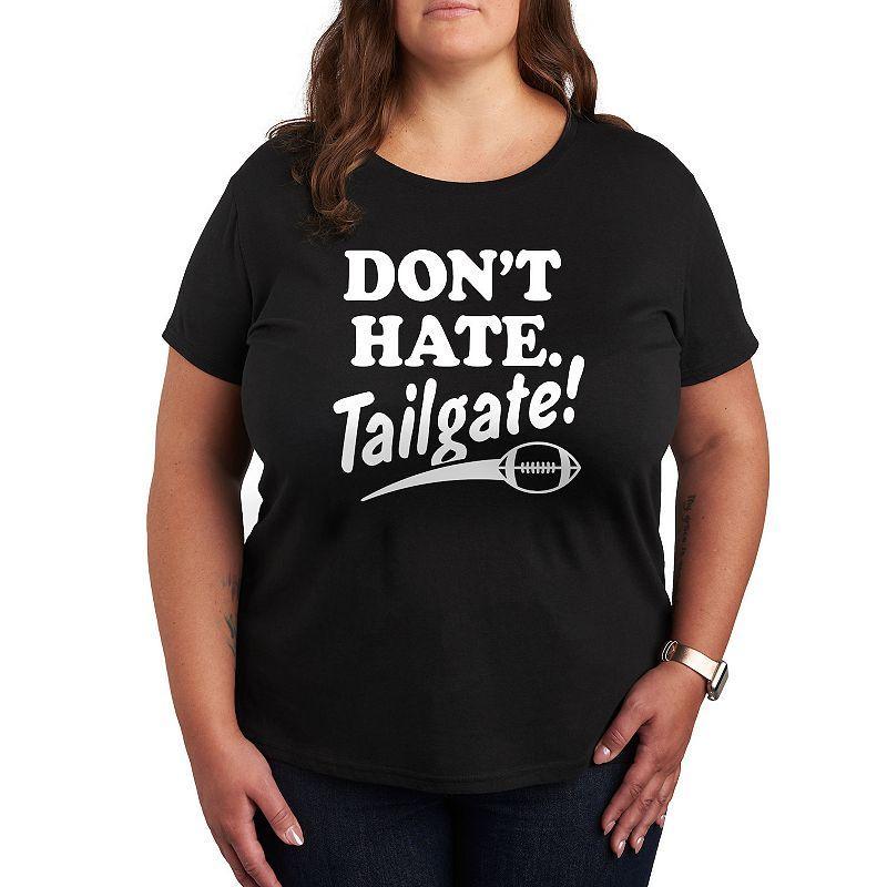 Plus Size Dont Hate Tailgate Graphic Tee, Womens Black Product Image