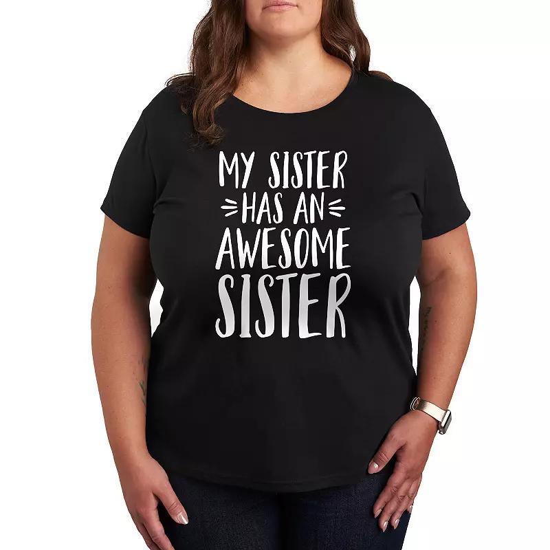 Plus My Sister Has Awesome Sister Graphic Tee, Womens Grey Blue Product Image