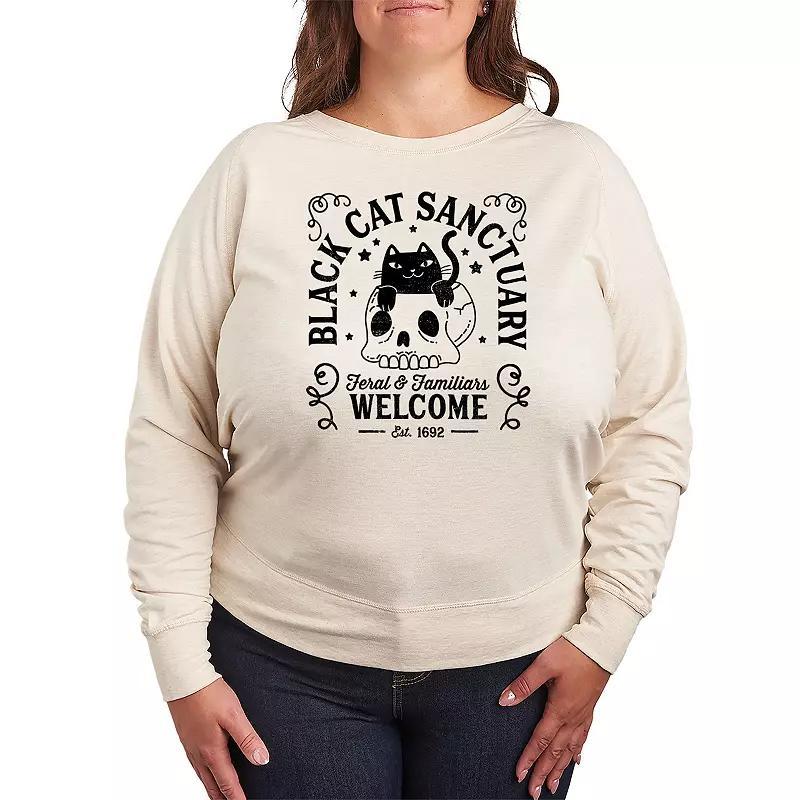 Plus Size Black Cat Sanctuary Pullover, Womens Grey Dark Red Product Image