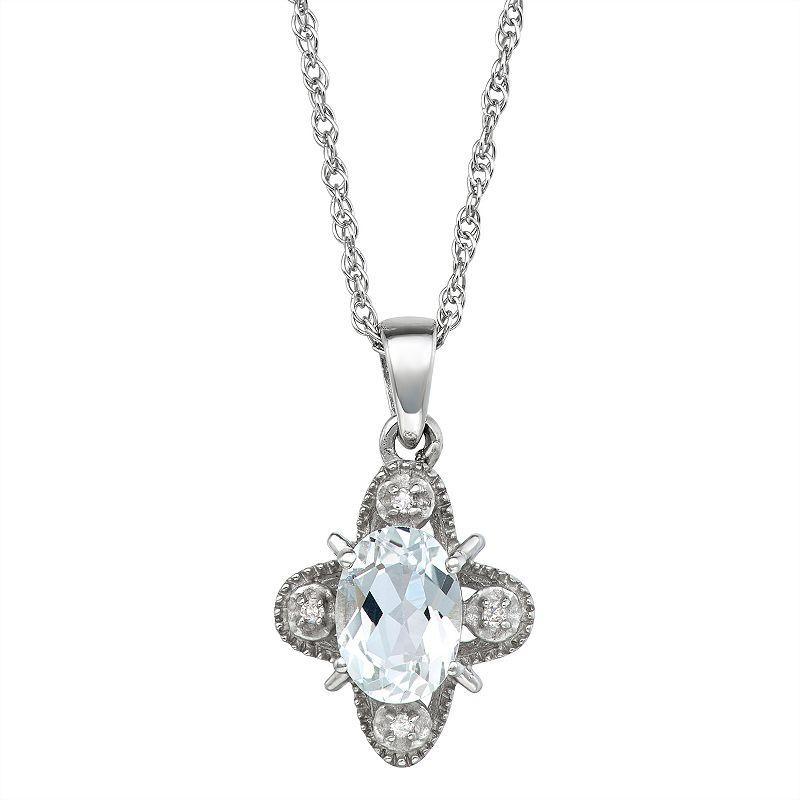 Jewelexcess Sterling Silver 1 Carat T.W. Gemstone & Diamond Accent Pendant Necklace, Womens White Topaz Product Image