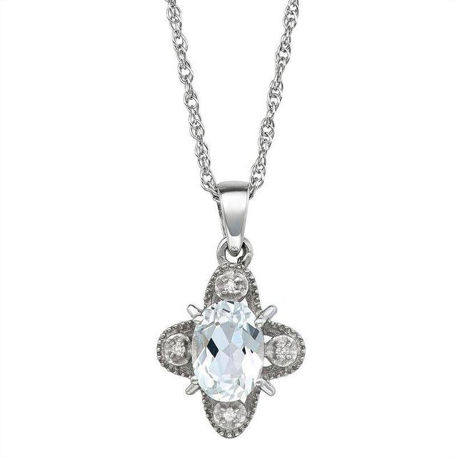 Jewelexcess Sterling Silver 1 Carat T.W. Gemstone & Diamond Accent Pendant Necklace, Womens White Product Image