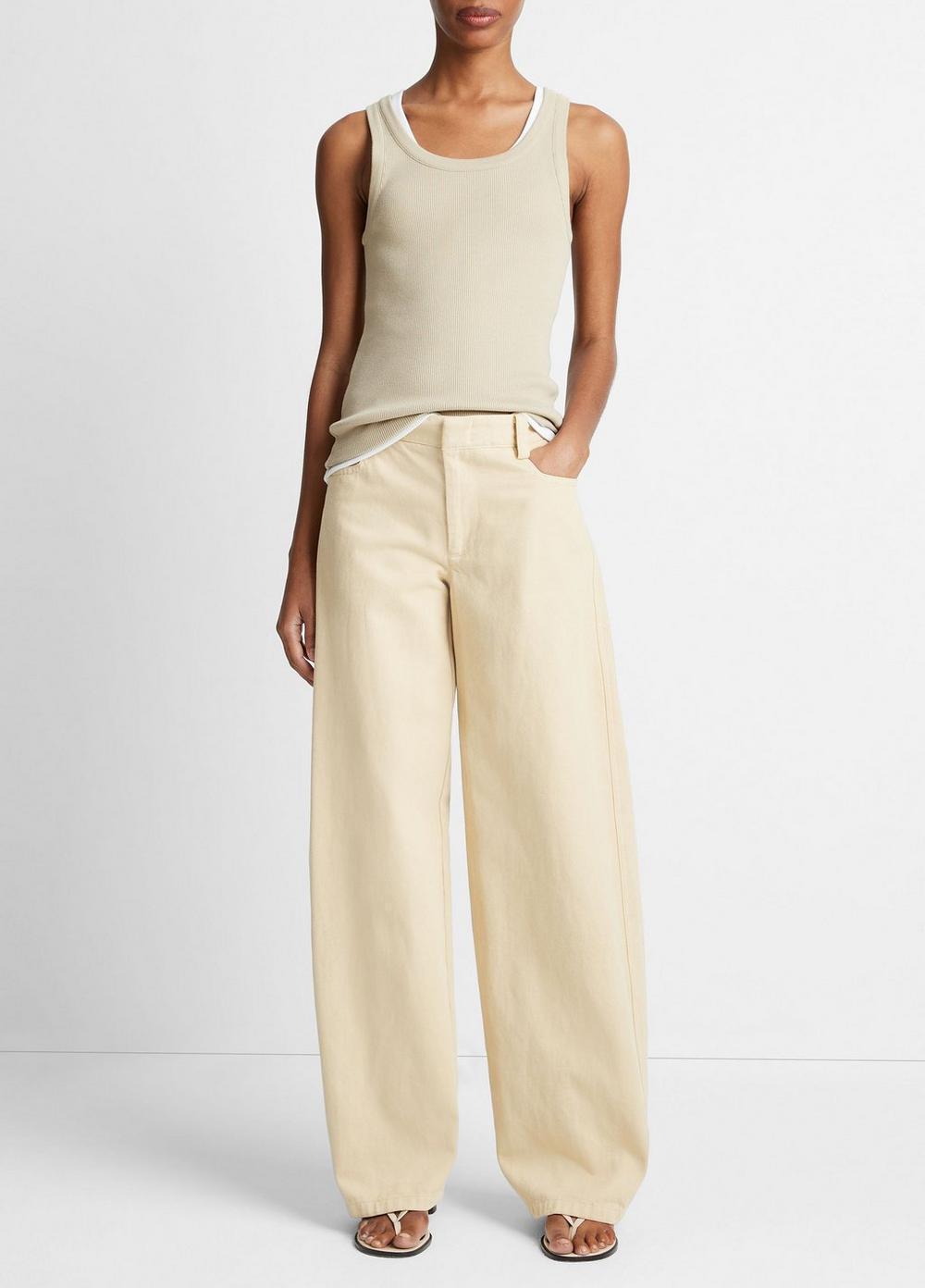 Washed Cotton Twill Wide-Leg Pant Product Image