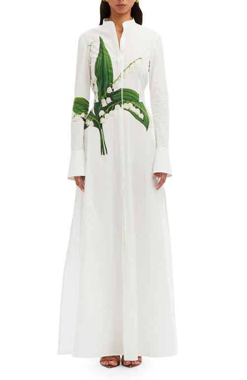 Oscar de la Renta - Lily Of The Valley Cotton Poplin Maxi Dress - WhiteModa Operandi Product Image