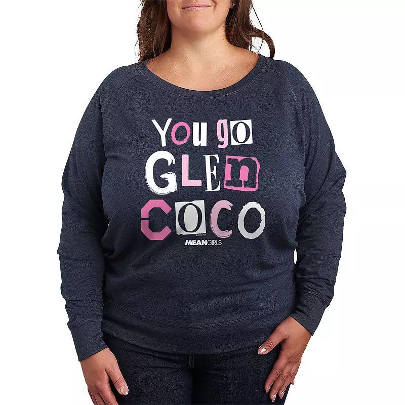 Plus Size Mean Girls You Go Glen Coco Lightweight French Terry Sweatshirt, Womens Grey Indigo Product Image