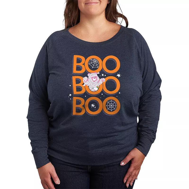 Plus Size Care Bears Boo Mummy Halloween Lightweight French Terry Sweatshirt, Womens Grey Blue Product Image