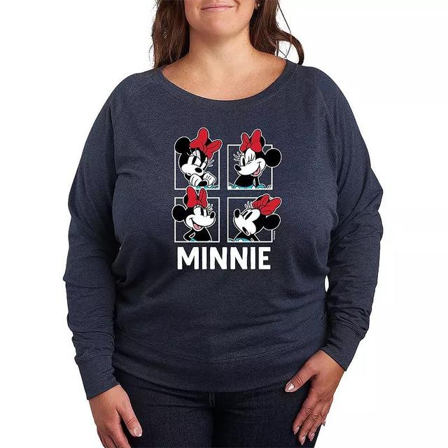 Disneys Minnie Mouse Womens Grid Slouchy Graphic Sweatshirt Blue Product Image