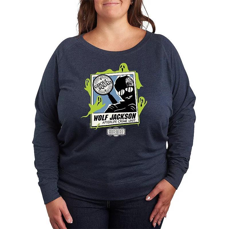 Plus Size Beetlejuice 2 Wolf Jackson Pullover, Womens Grey Blue Product Image