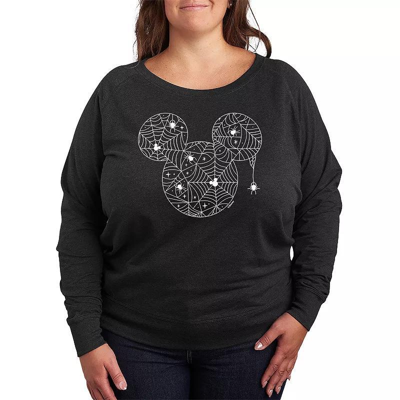 Disneys Mickey Mouse Plus Size Spider Web Pullover, Womens Heather Grey Product Image