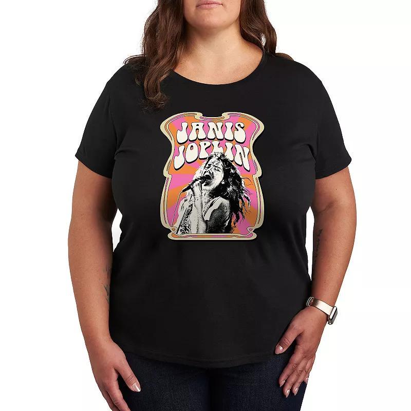 Plus Janis Joplin Poster Style Graphic Tee, Womens Product Image