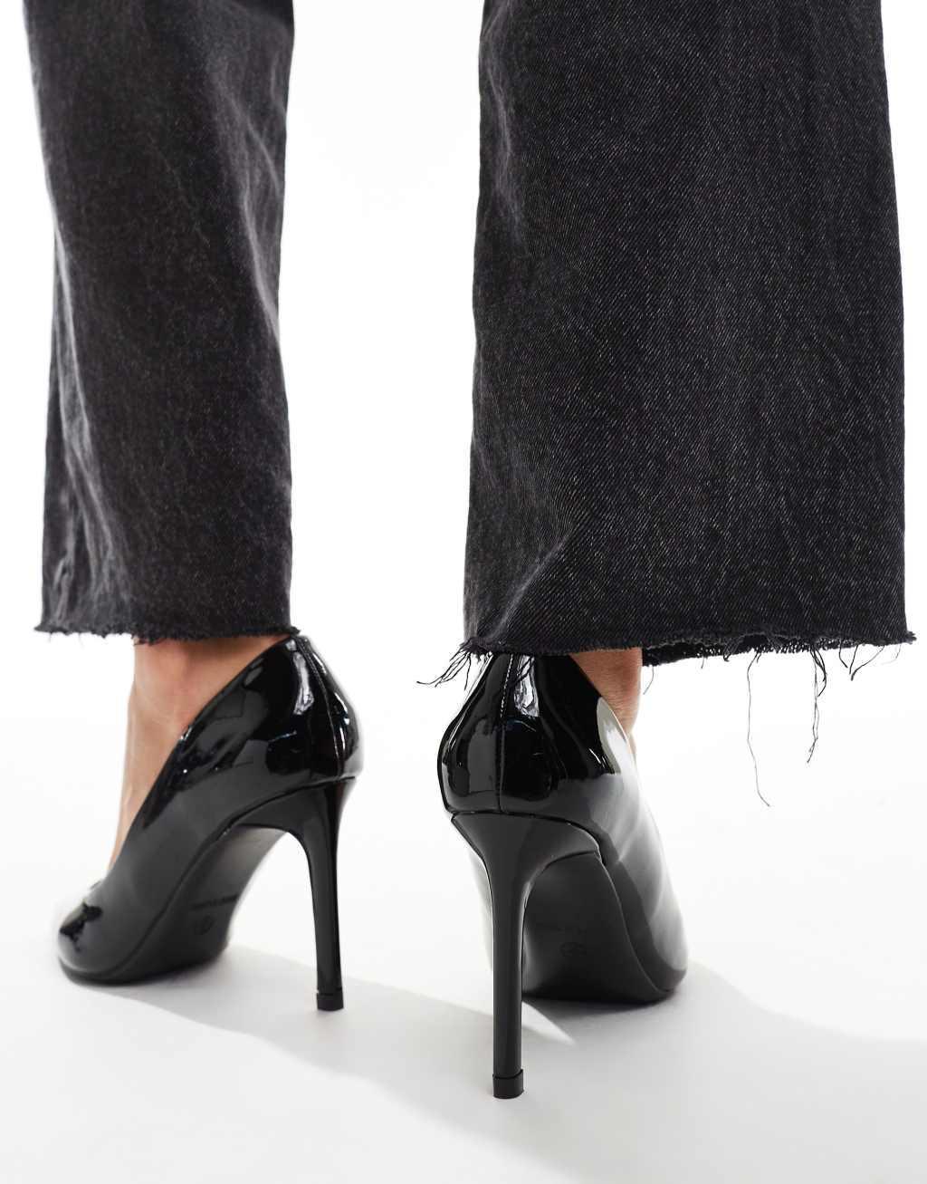 SEQWL pointed pumps with stiletto heel in black patent Product Image