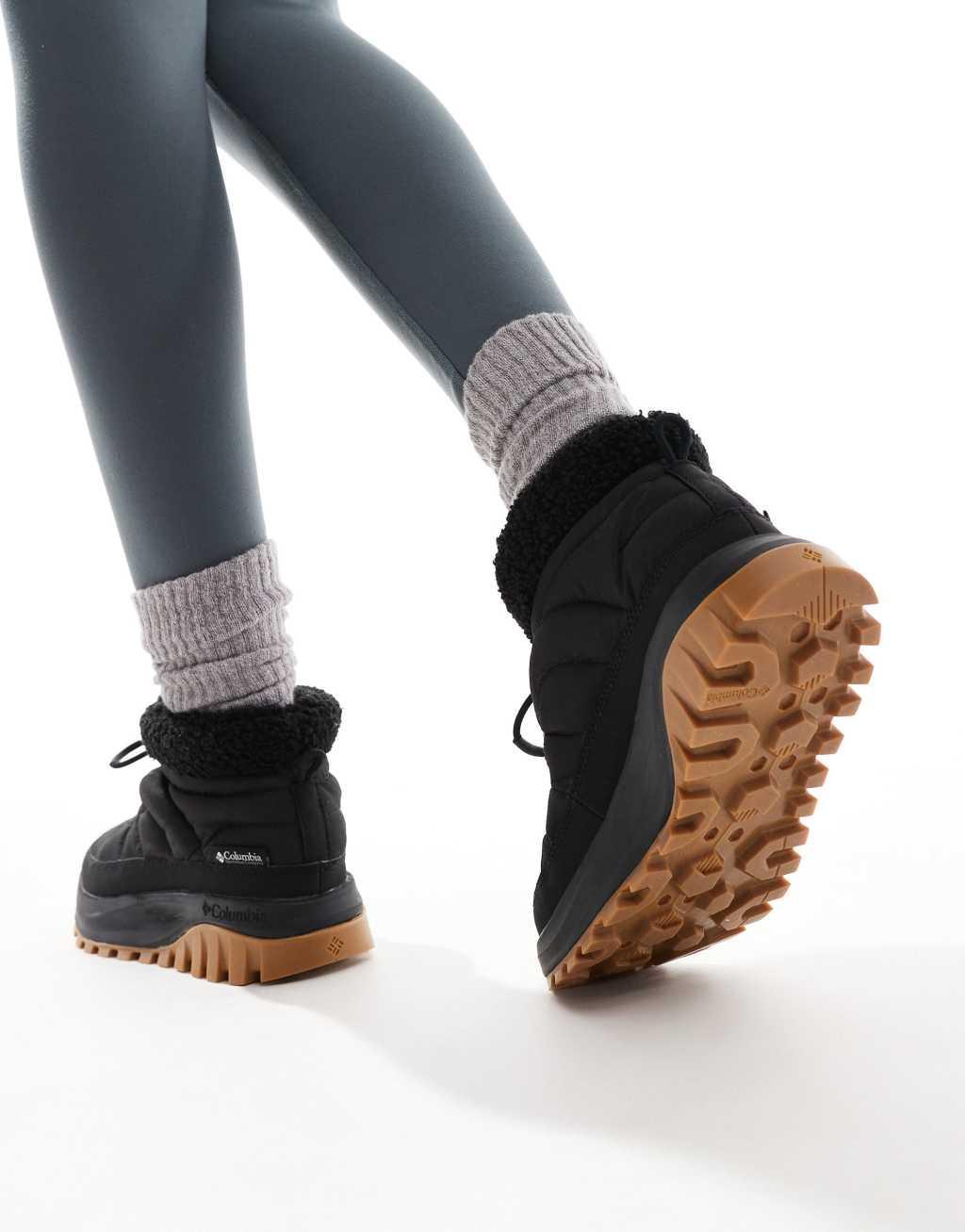 Columbia Snowtrot shorty snow boots in black and sea salt Product Image