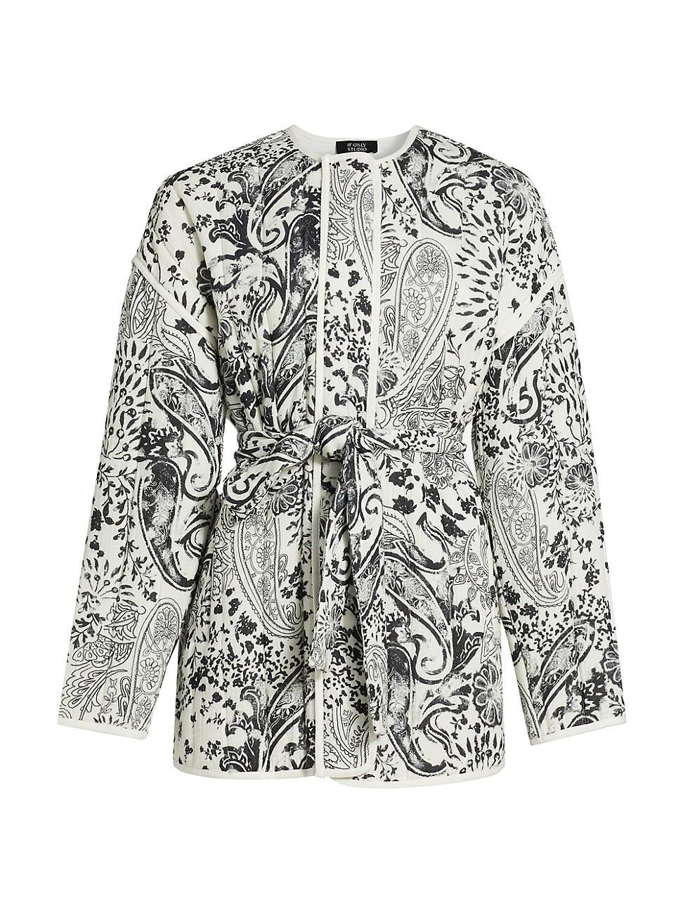 Womens Paisley Cotton Tie-Waist Jacket Product Image