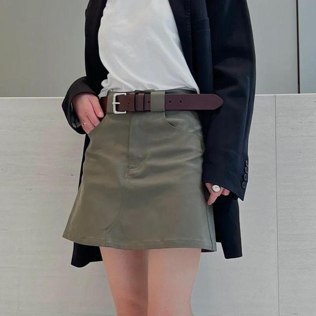 High Rise Plain Mini A-Line Skirt Product Image