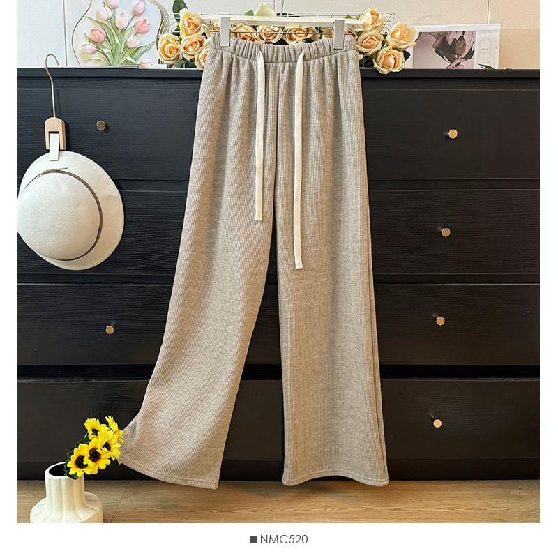 Fleece-Lined Wide-Leg Pants in 5 Colors Product Image