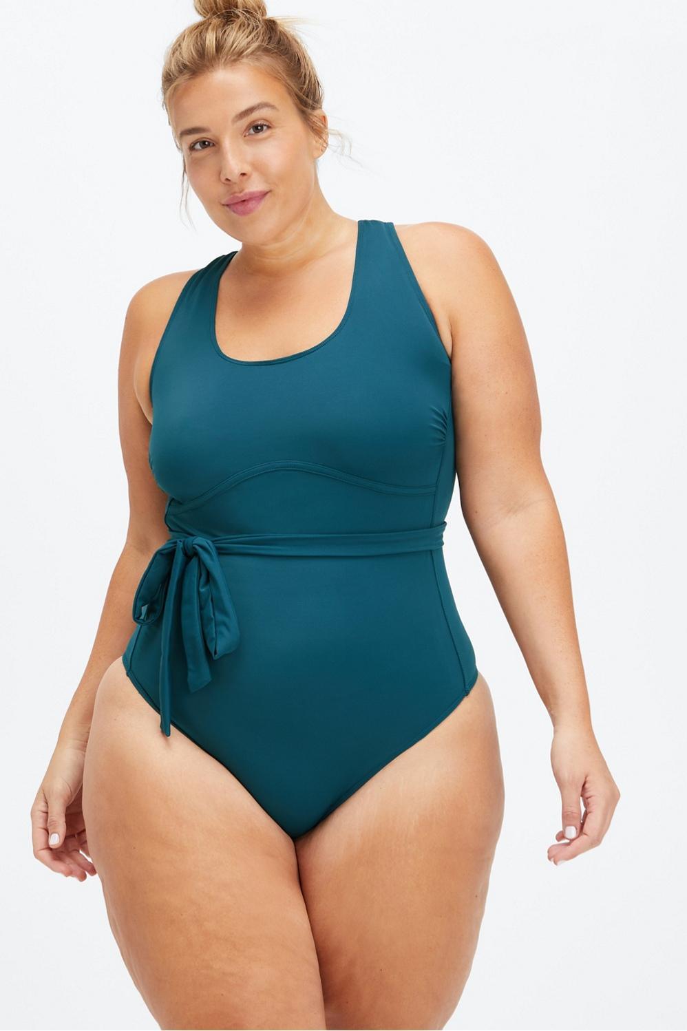 Fabletics Lace-Up Racerback Swimsuit Womens blue Size XXL Product Image