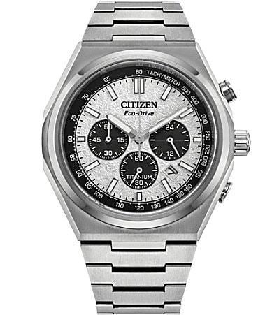 Citizen Mens Eco WR100 Chronograph Titanium Bracelet Watch Product Image