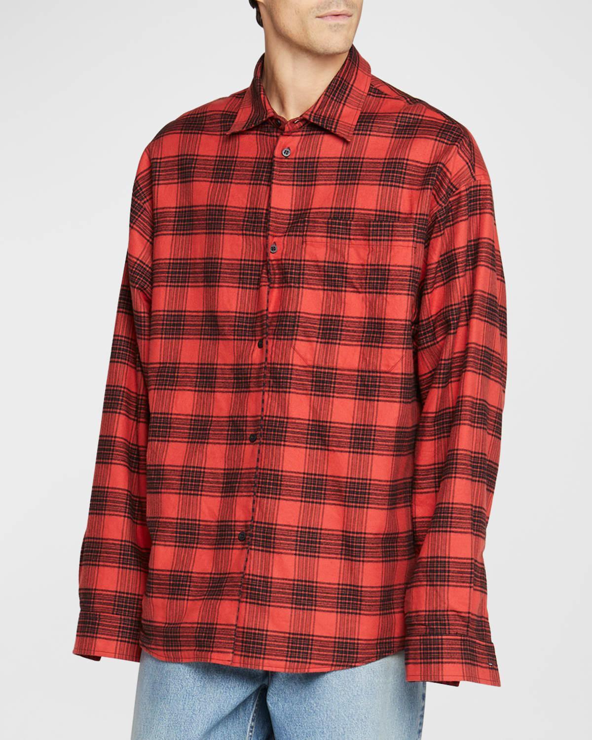 Mens Plaid Flannel Sport Shirt Product Image