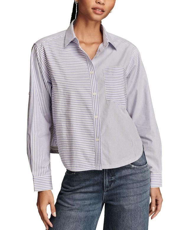 Lucky Brand Womens Striped Cropped Shirt Product Image