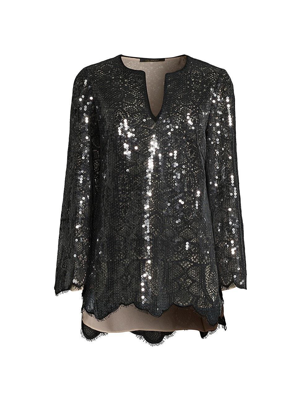 Womens Ellie Sequined Cotton-Blend Lace Tunic Product Image