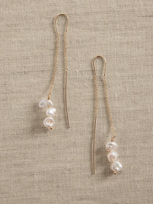 Delicate Pearl Threader Earrings Product Image