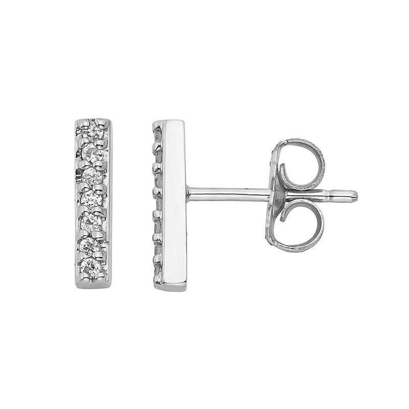 1/10 Carat T.W. Diamond 10k Gold Stick Stud Earrings, Womens, White Product Image