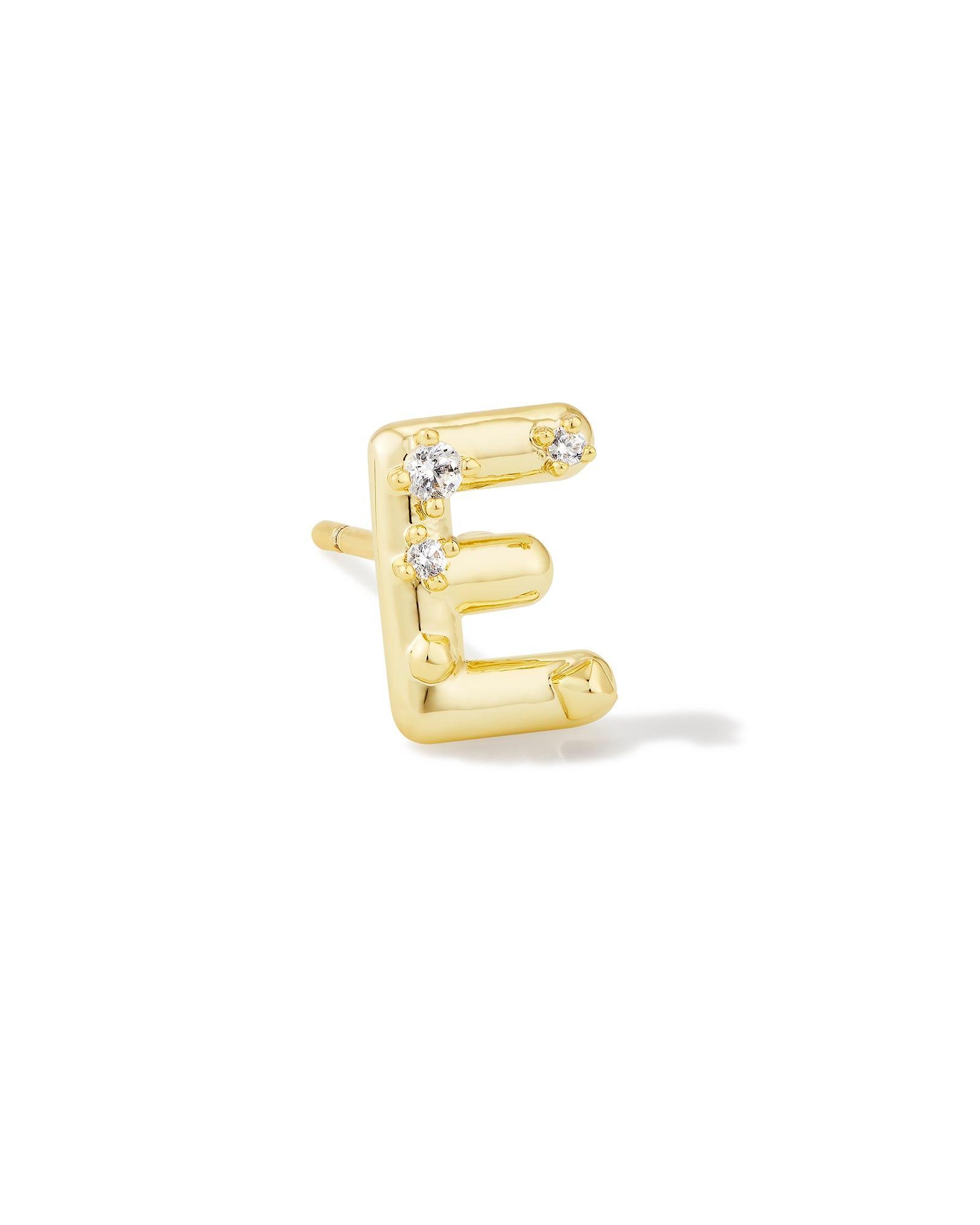 Crystal Letter Q Gold Single Stud Earring in White Crystal Product Image