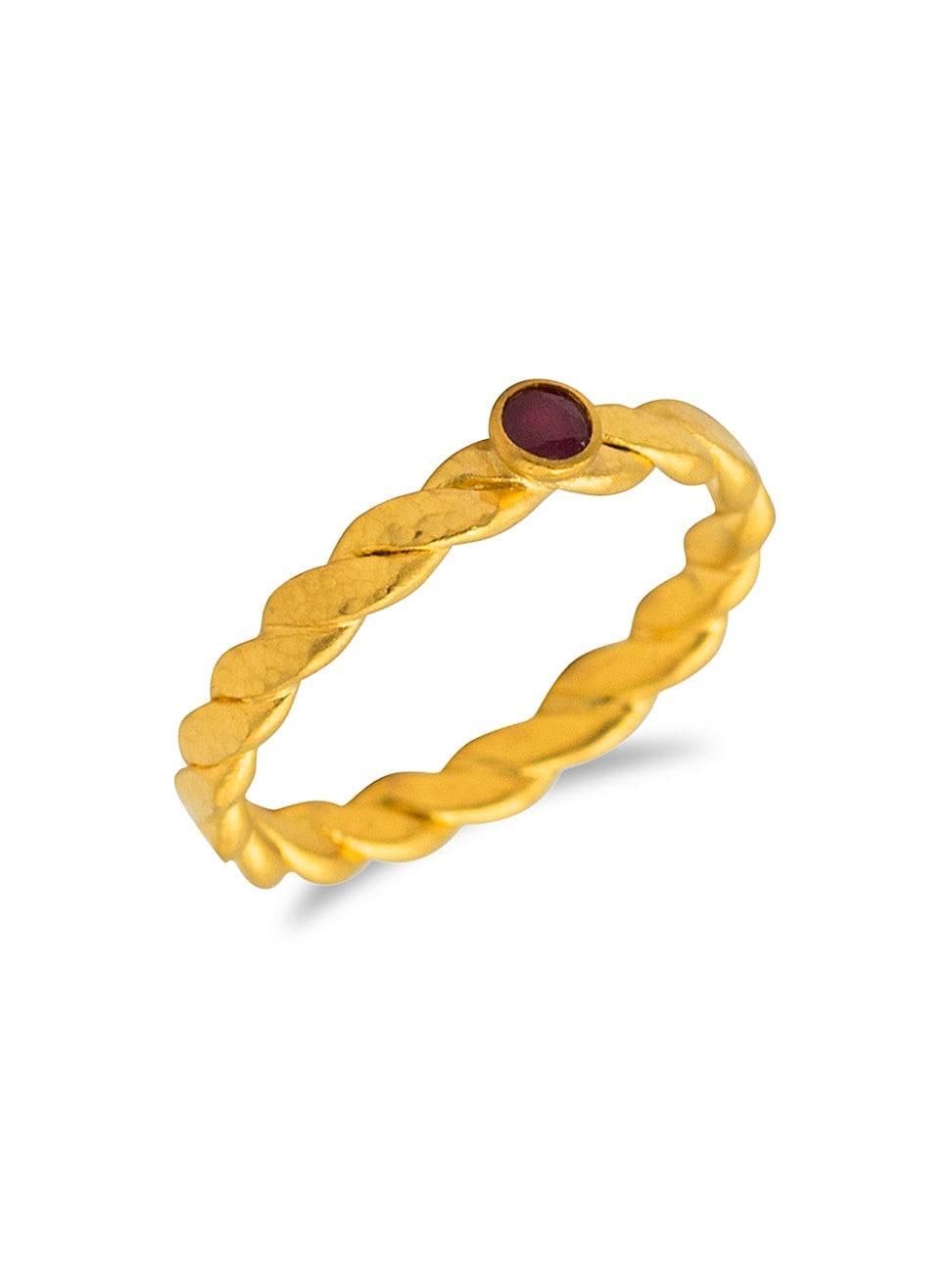 Womens 24K Yellow Gold & Ruby Twist Ring Product Image