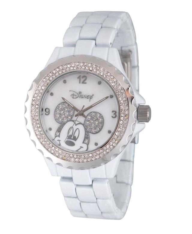 Disneys Mickey Mouse Peekaboo Womens Crystal Watch, White Product Image